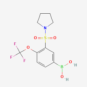 Chemical structure of (3-(Pyrrolidin-1-ylsulfonyl)-4-(trifluoromethoxy)phenyl)boronic acid
