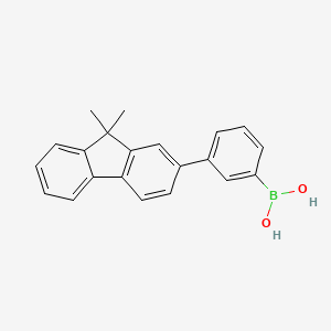 Chemical structure of (3-(9,9-Dimethyl-9H-fluoren-2-yl)phenyl)boronic acid