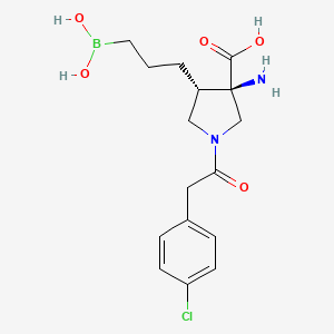 Chemical structure of (3-(4-(tert-Butoxycarbonyl)piperazine-1-carbonyl)-4-chlorophenyl)boronic acid