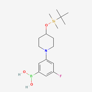 Chemical structure of (3-(4-((tert-Butyldimethylsilyl)oxy)piperidin-1-yl)-5-fluorophenyl)boronic acid
