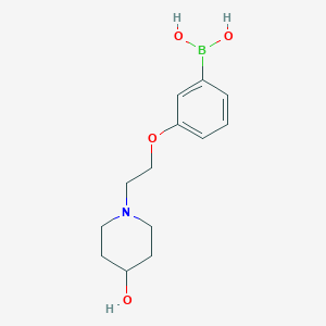 Chemical structure of (3-(2-(4-Hydroxypiperidin-1-yl)ethoxy)phenyl)boronic acid