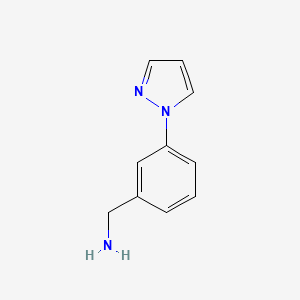 Chemical structure of (3-(1H-pyrazol-1-yl)phenyl)methanamine
