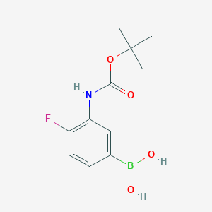 Chemical structure of (3-((Tert-butoxycarbonyl)amino)-4-fluorophenyl)boronic acid