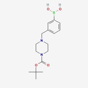 Chemical structure of (3-((4-(tert-Butoxycarbonyl)piperazin-1-yl)methyl)phenyl)boronic acid