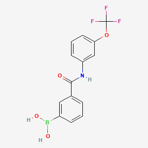 Chemical structure of (3-((3-(Trifluoromethoxy)phenyl)carbamoyl)phenyl)boronic acid