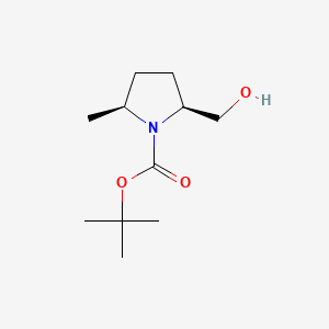 Chemical structure of (2S,5S)-Tert-Butyl 2-(Hydroxymethyl)-5-Methylpyrrolidine-1-Carboxylate