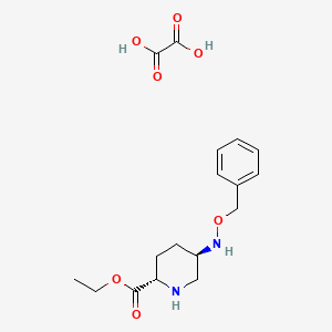 Chemical structure of (2S,5R)-Ethyl 5-((benzyloxy)amino)piperidine-2-carboxylate oxalate
