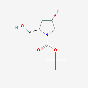 Chemical structure of (2S,4S)-tert-Butyl 4-fluoro-2-(hydroxymethyl)pyrrolidine-1-carboxylate
