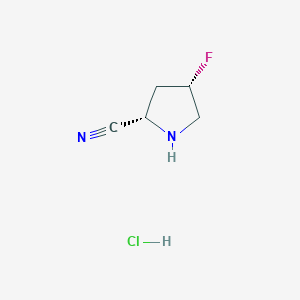Chemical structure of (2S,4S)-4-Fluoropyrrolidine-2-carbonitrile Hydrochloride