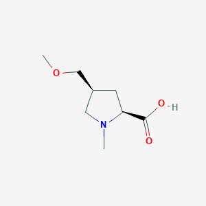Chemical structure of (2S,4S)-4-(methoxymethyl)-1-methylpyrrolidine -2-carboxylic acid