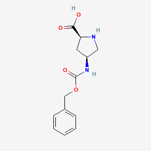 Chemical structure of (2S,4S)-4-(((Benzyloxy)carbonyl)amino)pyrrolidine-2-carboxylic acid