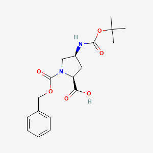 Chemical structure of (2S,4S)-1-Cbz-4-(Boc-amino)pyrrolidine-2-carboxylic Acid