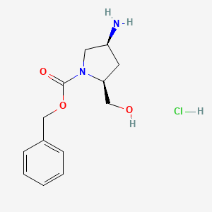 Chemical structure of (2S,4S)-1-Cbz-2-Hydroxymethyl-4-aminopyrrolidine hydrochloride