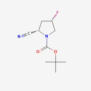 Chemical structure of (2S,4S)-1-Boc-2-cyano-4-fluoropyrrolidine