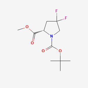 Chemical structure of (2S,4S)-1-(tert-Butoxycarbonyl)-4-(difluoromethyl)pyrrolidine-2-carboxylic acid