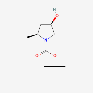 Chemical structure of (2S,4R)-tert-Butyl 4-hydroxy-2-methylpyrrolidine-1-carboxylate