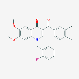 Chemical structure of (2S,4R)-Fmoc-4-(4-fluorobenzyl)pyrrolidine-2-carboxylic acid