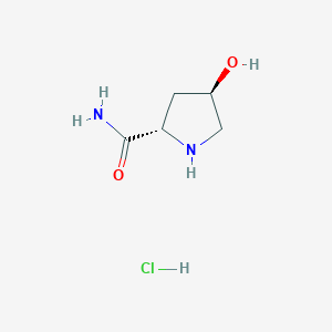 Chemical structure of (2S,4R)-4-Hydroxypyrrolidine-2-carboxamide Hydrochloride