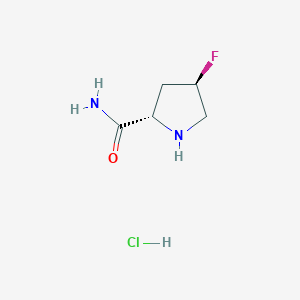 Chemical structure of (2S,4R)-4-Fluoropyrrolidine-2-carboxamide hydrochloride