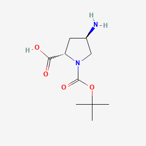 Chemical structure of (2S,4R)-4-Amino-1-(tert-butoxycarbonyl)pyrrolidine-2-carboxylicacid