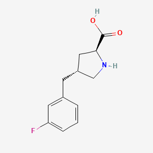 Chemical structure of (2S,4R)-4-(3-Fluorobenzyl)pyrrolidine-2-carboxylic acid