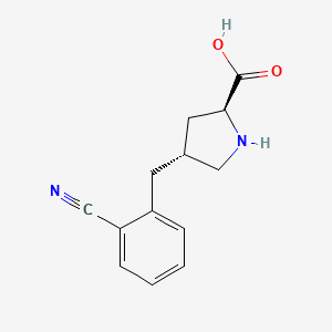 Chemical structure of (2S,4R)-4-(2-Cyanobenzyl)pyrrolidine-2-carboxylic acid