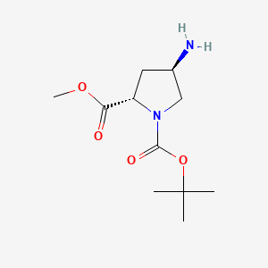 Chemical structure of (2S,4R)-1-tert-Butyl 2-methyl 4-aminopyrrolidine-1,2-dicarboxylate