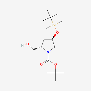 Chemical structure of (2S,4R)-1-Boc-4-(tert-butyldimethylsilyloxy)-2-(hydroxymethyl)pyrrolidine