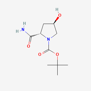 Chemical structure of (2S,4R)-1-Boc-2-carbamoyl-4-hydroxypyrrolidine