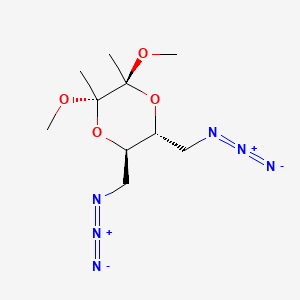 Chemical structure of (2S,3S,5R,6R)-5,6-Bis(azidomethyl)-2,3-dimethoxy-2,3-dimethyl-1,4-dioxane