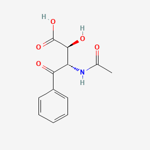 Chemical structure of (2S,3S)-3-acetamido-2-hydroxy-4-oxo-4-phenylbutanoic acid