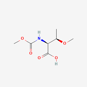 Chemical structure of (2S,3R)-3-methoxy-2-(methoxycarbonylamino)butanoic acid