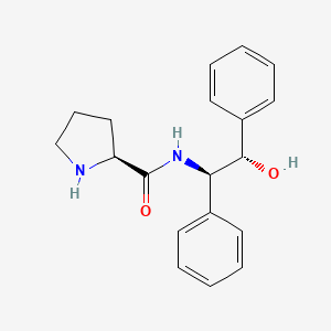 Chemical structure of (2S)-N-[(1R,2S)-2-Hydroxy-1,2-diphenylethyl]-2-pyrrolidinecarboxamide