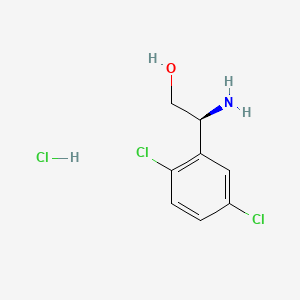 Chemical structure of (2S)-2-amino-2-(2,5-dichlorophenyl)ethan-1-ol hydrochloride