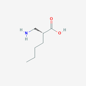 Chemical structure of (2S)-2-(aminomethyl)hexanoicacid