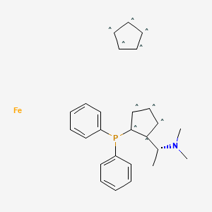 Chemical structure of (2S)-1-[(1R)-1-(Dimethylamino)ethyl]-2-(diphenylphosphino)ferrocene