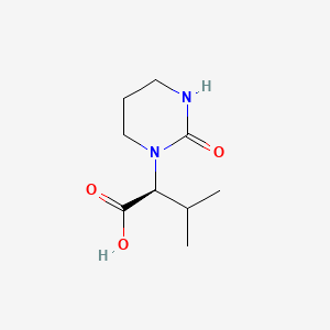 Chemical structure of (2S)-(1-Tetrahydropyramid-2-one)-3-methylbutanoic acid