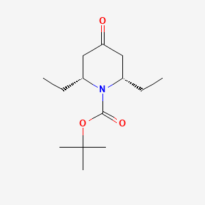 Chemical structure of (2R,6S)-rel-tert-Butyl 2,6-diethyl-4-oxopiperidine-1-carboxylate