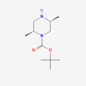 Chemical structure of (2R,5R)-tert-Butyl 2,5-dimethylpiperazine-1-carboxylate