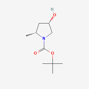 Chemical structure of (2R,4S)-tert-Butyl 4-hydroxy-2-methylpyrrolidine-1-carboxylate