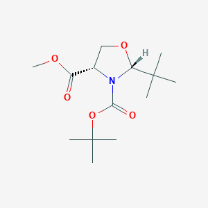 Chemical structure of (2R,4S)-3-tert-Butyl 4-methyl 2-(tert-butyl)oxazolidine-3,4-dicarboxylate