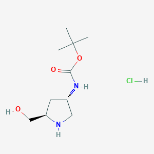 Chemical structure of (2R,4S)-2-Hydroxymethyl-4-Boc-aminopyrrolidine hydrochloride