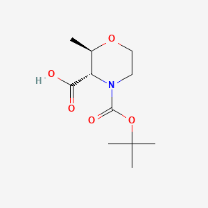 Chemical structure of (2R,3S)-4-(tert-Butoxycarbonyl)-2-methylmorpholine-3-carboxylic acid
