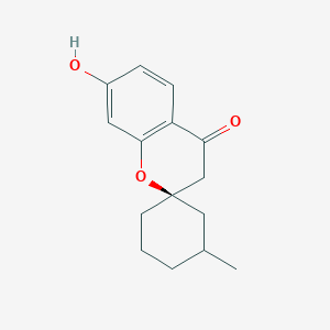 Chemical structure of (2R)-7-hydroxy-3'-methylspiro[chromene-2,1'-cyclohexan]-4(3H)-one