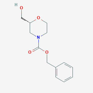 Chemical structure of benzyl (2R)-2-(hydroxymethyl)morpholine-4-carboxylate