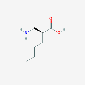 Chemical structure of (2R)-2-(aminomethyl)hexanoicacid