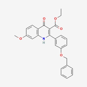 Chemical structure of (2-oxoindoline-3,3-diyl)bis(4,1-phenylene) dipropionate