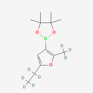 Chemical structure of (2-Methyl-5-ethyl-d8)-furan-3-boronic acid pinacol ester