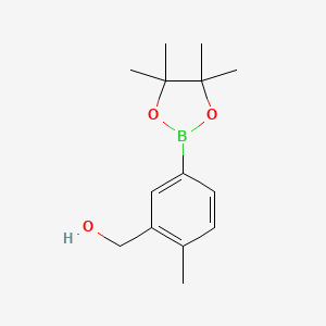 Chemical structure of (2-Methyl-5-(4,4,5,5-tetramethyl-1,3,2-dioxaborolan-2-yl)phenyl)methanol