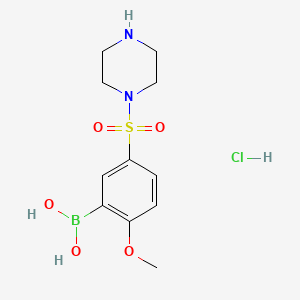 Chemical structure of (2-Methoxy-5-(piperazin-1-ylsulfonyl) phenyl)boronic acid hydrochloride